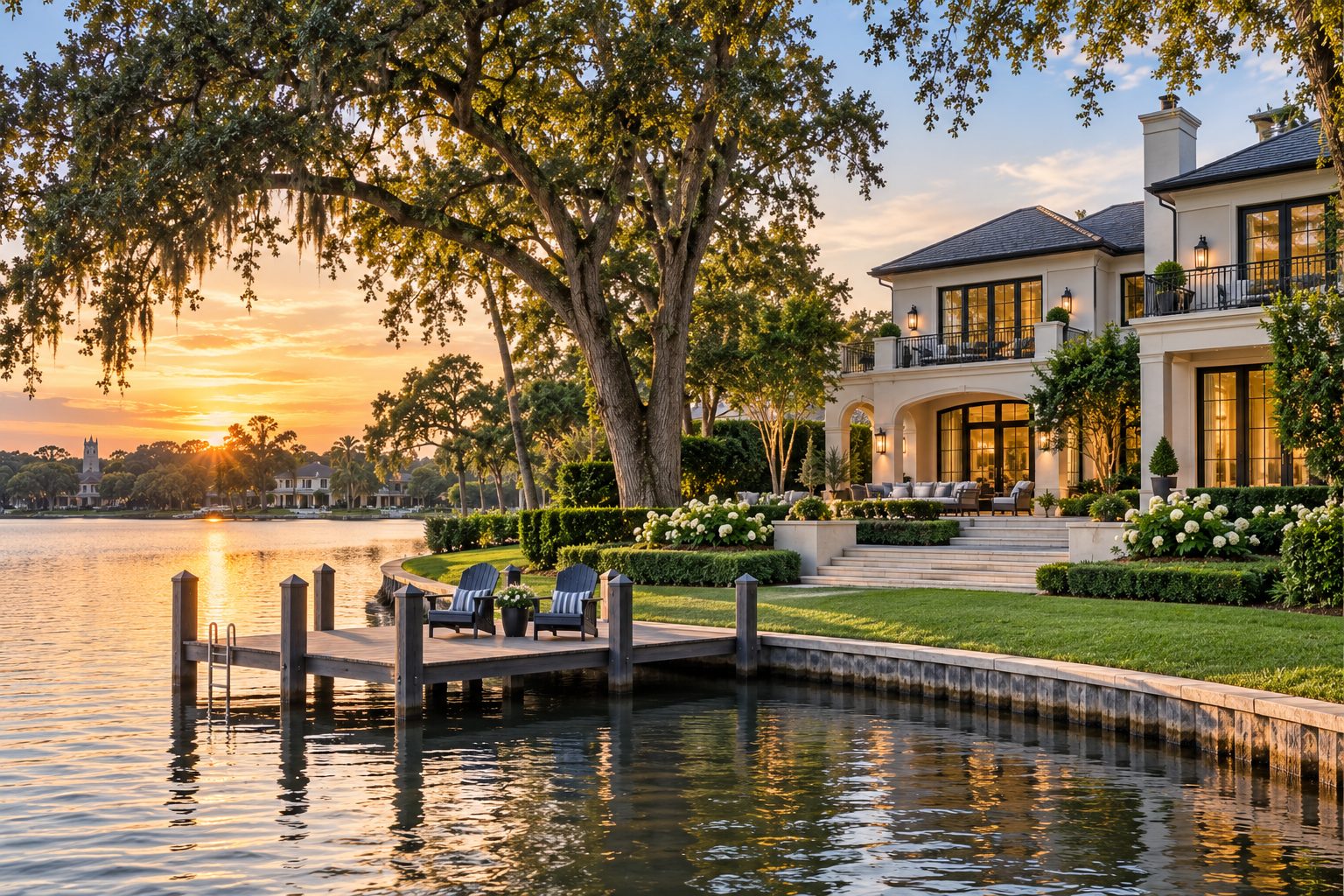 Lakefront luxury home in Winter Park Florida with private dock